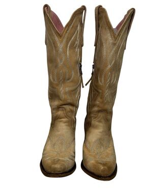 Lane Junk Gypsy Western Boots Brown Embroidered Leather Zip Women's Size 8.5